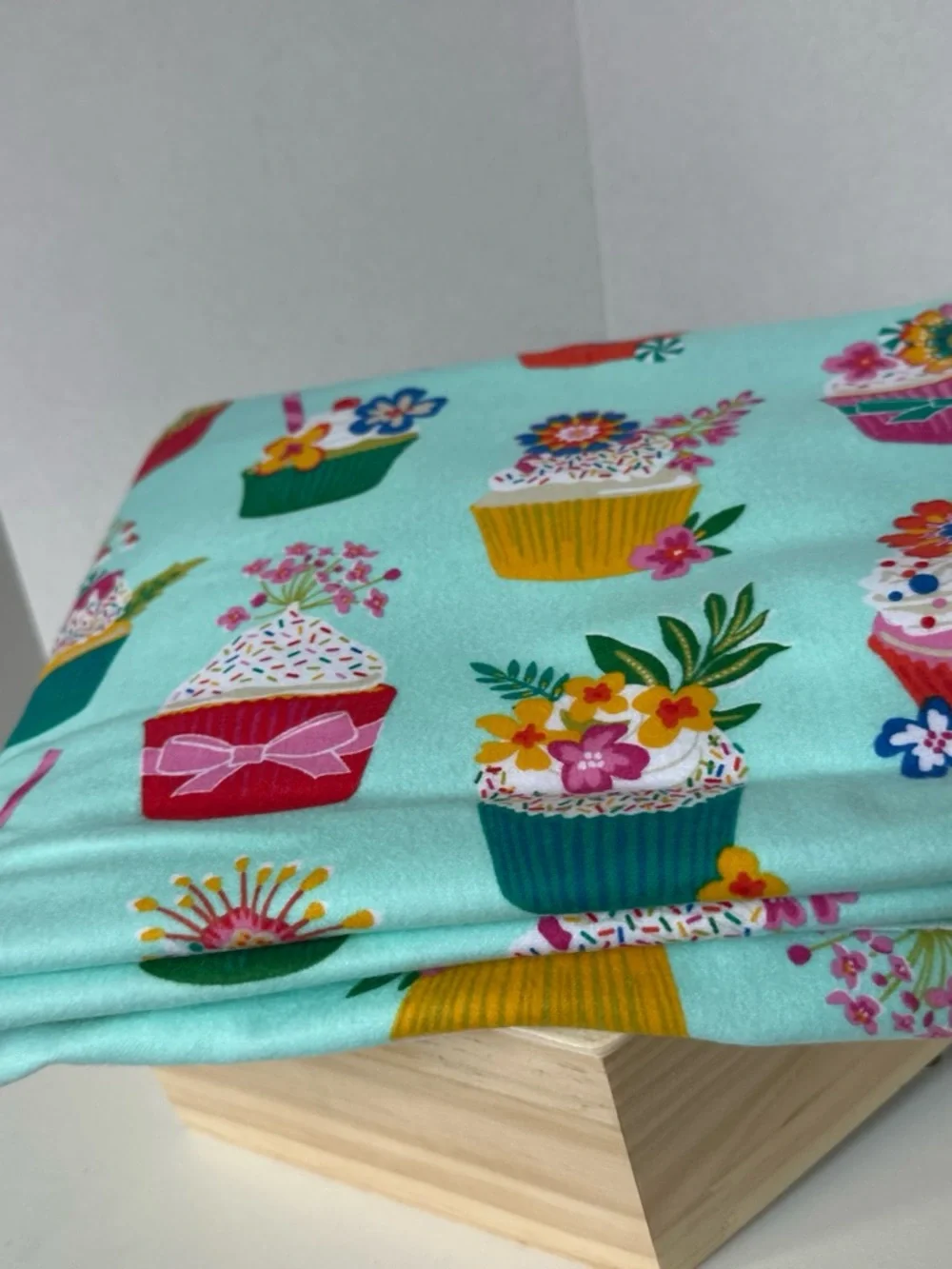 2 Yards Joann Fabrics Snuggle Fleece “More is More Cupcakes” Floral Motif Cotton